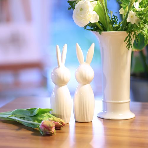 Artikel Elegante Keramik-Hasenfigur in Weiß, 22 cm, 2er-Set für Frühlings- und Osterdeko