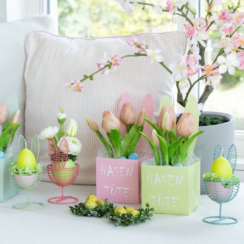 Artikel Draht Hase Dekoobjekt 16 cm im 3er-Set aus Metall in Pastellfarben