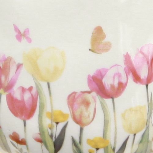 Artikel Keramikkanne mit Blumendekor, 20 cm – Frühlingshafte Deko für Zuhause und Gewerbe