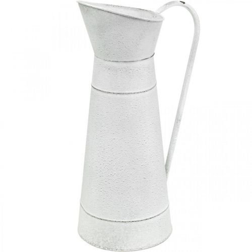 Deko Kanne Metall Metallkrug rustikal Weiß Ø16,5cm H 41cm
