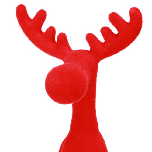 Floristik21 Kantenhocker Elch Weihnachtsdeko Beflockt Rot 31cm 3er Set