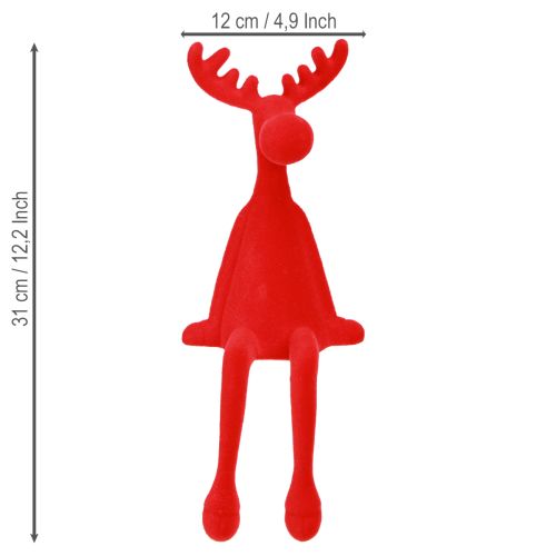 Kantenhocker Elch Weihnachtsdeko Beflockt Rot 31cm 3er Set | Floristik21.de