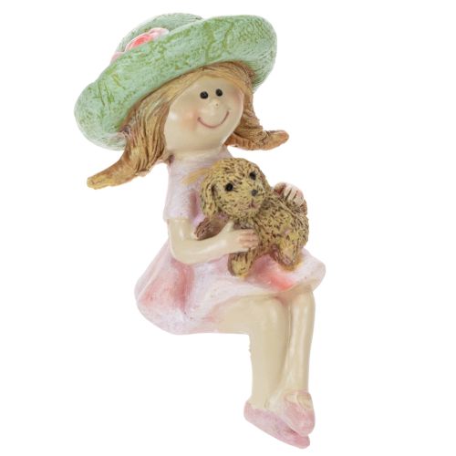 Kantenhocker Lächelndes Mädchen mit Hund Ø4,5cm H9,5cm