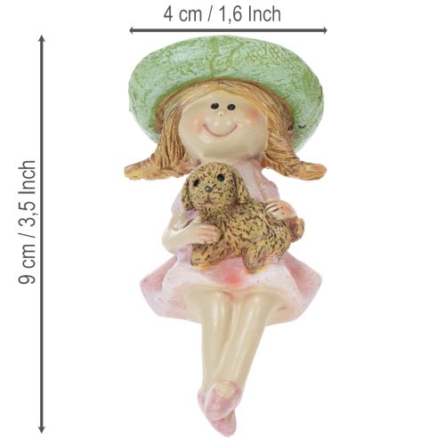 Kantenhocker Lächelndes Mädchen mit Hund Ø4,5cm H9,5cm | Floristik21.de