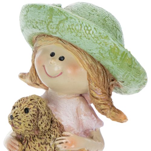 Kantenhocker Lächelndes Mädchen mit Hund Ø4,5cm H9,5cm | Floristik21.de