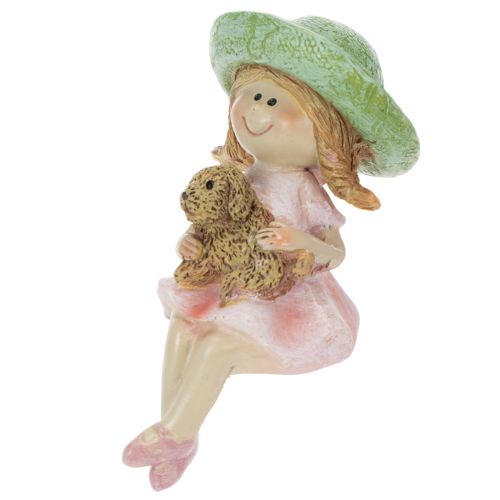 Kantenhocker Lächelndes Mädchen mit Hund Ø4,5cm H9,5cm | Floristik21.de