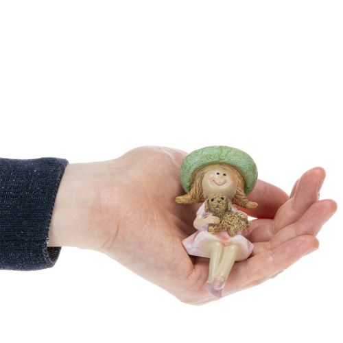 Kantenhocker Lächelndes Mädchen mit Hund Ø4,5cm H9,5cm | Floristik21.de