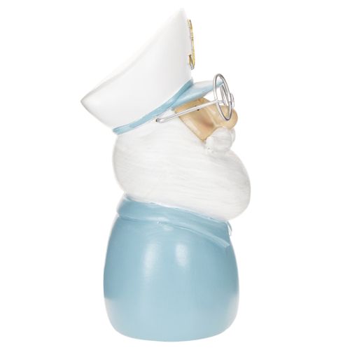 Kapitänsfigur 16cm Polyresin Blau-Weiß mit Brille und Mütze | Floristik21.de