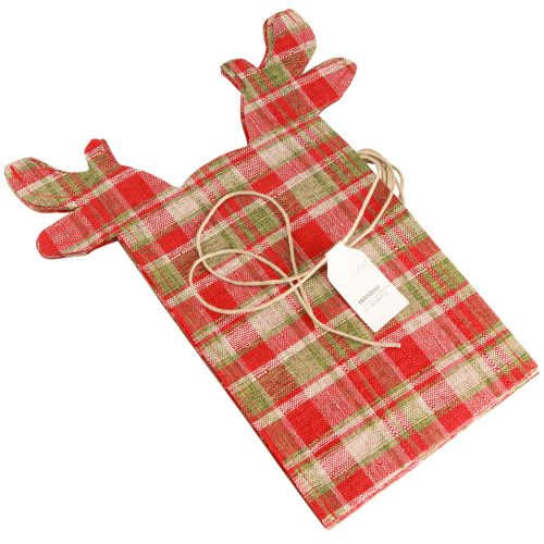 Floristik21 Karierte Geschenktüte Stoff Weihnachten Rentier 22×28cm