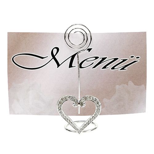 Floristik21 Kartenhalter Herz für Tischdeko 4cm Silber 6St