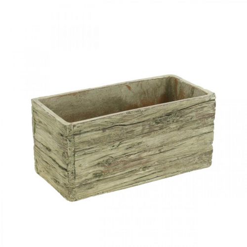 Floristik21 Pflanzkasten Keramik rechteckig Holz Look Braun 23×10,5cm H11cm