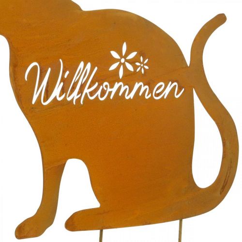 Höhe 35 cm Katze Groß Gartenstecker Edelrost 