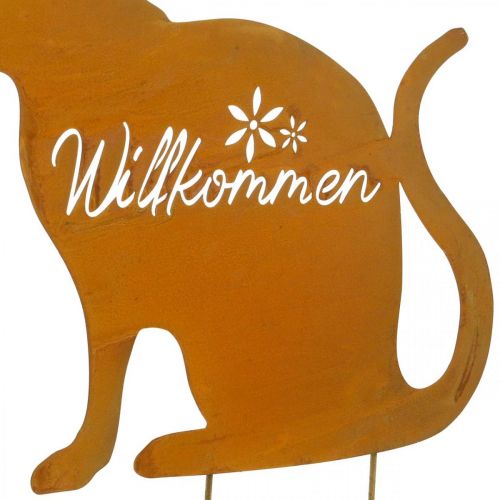 Artikel Metallstecker Katze, Willkommensschild, Beetdeko, Gartenstecker Edelrost, Rost-Deko H50cm