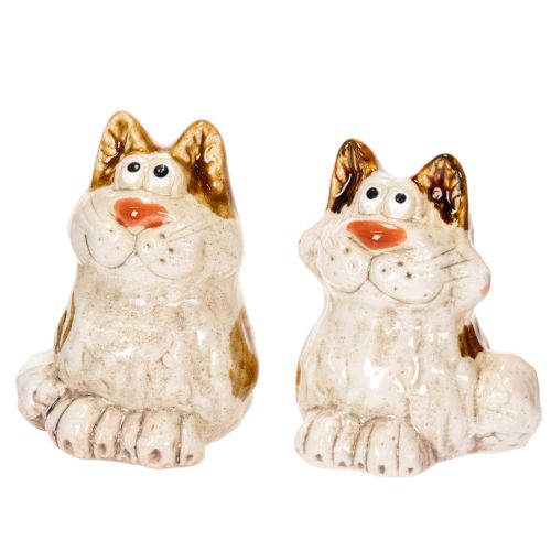 Artikel Keramik Katzenfiguren Set, Lustige Tierdeko 8 cm, 4-teilig, für Wohnzimmer und Dekoration