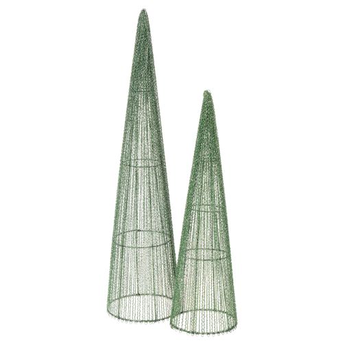Steckkegel aus grünem Metall, 47 cm und 62 cm, 2er-Set für floristische Gestecke und Dekorationen