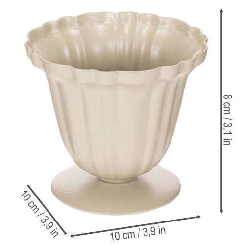 Dekoschale cremefarbener Pokal Blech 10cm Innenbereich | Floristik21.de
