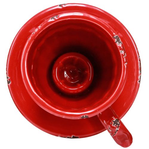 Artikel Rote Keramik Kerzenhalter Tasse für Stabkerzen - Deko-Highlight für Tisch und Raum