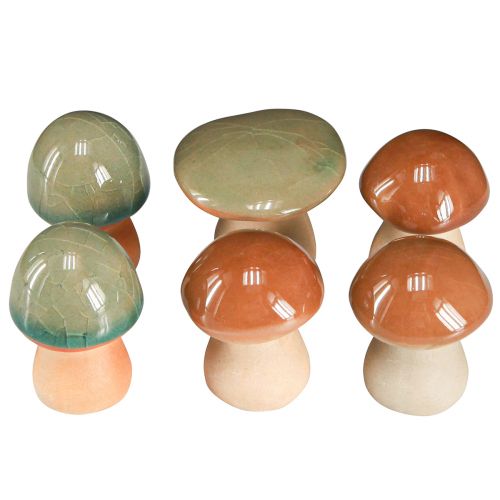 Artikel Keramik Pilze Deko-Set Naturlook Braun Grün Blau 6er-Pack Ø4/5cm