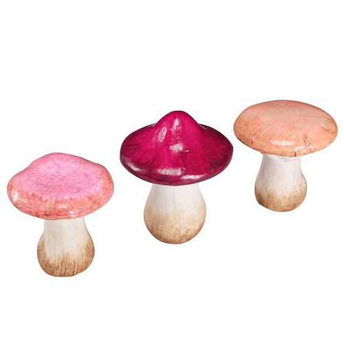 Floristik21 Keramik Pilze Deko-Set in Pink, Herbstliches Flair, robust & vielseitig, Ø8/8,5/9cm – 3er Pack