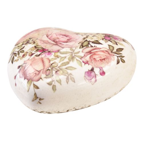Artikel Keramik Deko Herz mit Rosen Steingut für den Tisch 10,5cm