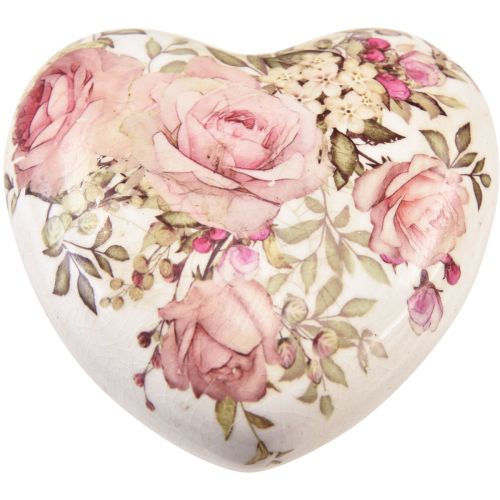 Artikel Keramik Deko Herz mit Rosen Steingut für den Tisch 10,5cm