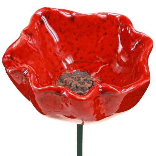 Floristik21 Keramikblumen Mohnblume Gartenstecker Rot 6,5cm Deko 4er Set