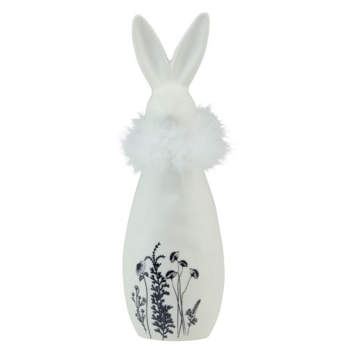 Artikel Keramikhase Weiß Hasen Deko Federn Blumen Ø6cm H20,5cm