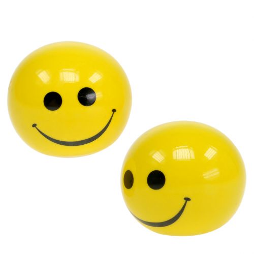 Floristik21 Keramikkugel mit Emoticon&reg;Gelb Ø5cm H4,5cm 6St