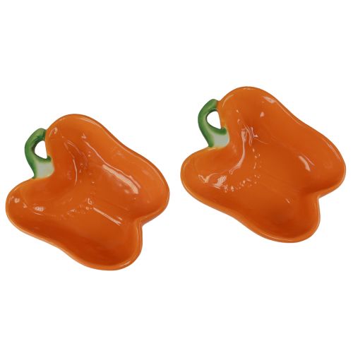 Artikel Keramikschalen Orange Paprika Deko 16x13x4,5cm 2St