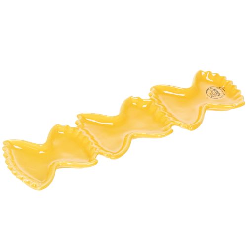 Gelbe Keramik-Dipschale 31 cm in Pasta-Form für kreative Tischdekoration