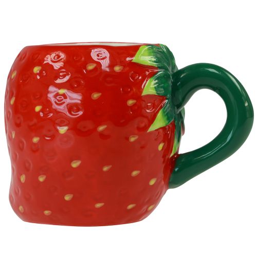 Floristik21 Keramiktasse Erdbeere zum Bepflanzen 10cm Ø6,5cm