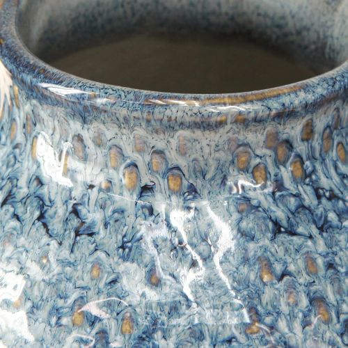 Artikel Keramikvase Blau Weiß Glasiert, Geflochtene Optik H18,5cm Dekoration
