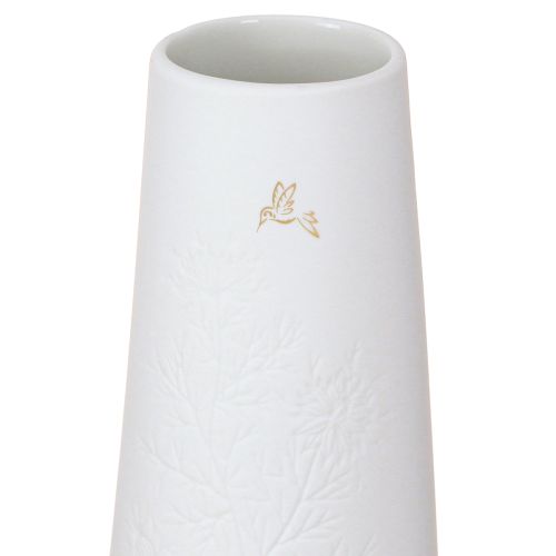 Artikel Elegante Keramikvase Weiß Gold mit Vogel Deko Ø6,5cm H19cm 2 St