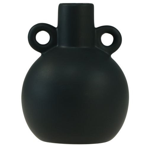 Floristik21 Keramikvase Mini Vase Schwarz Henkel Keramik Ø8,5cm H12cm
