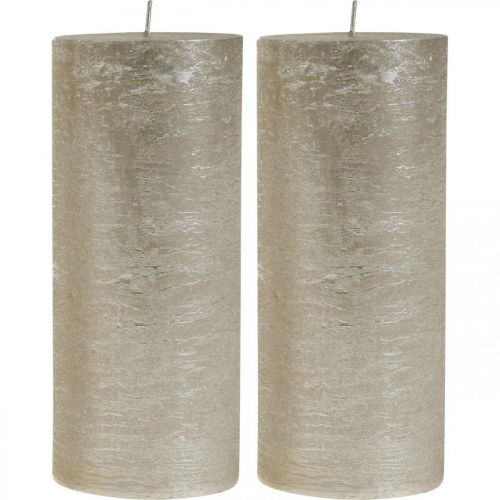 Stumpenkerzen durchgefärbt Hellgold 85×200mm 2St