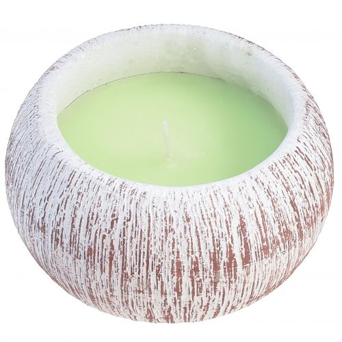 Floristik21 Citronella Kerze Grün Schale Keramik Weiß Braun H8cm