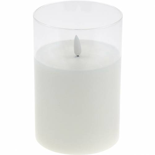 Deko-Windlicht LED-Kerze im Glas Echtwachs Ø10cm H15cm