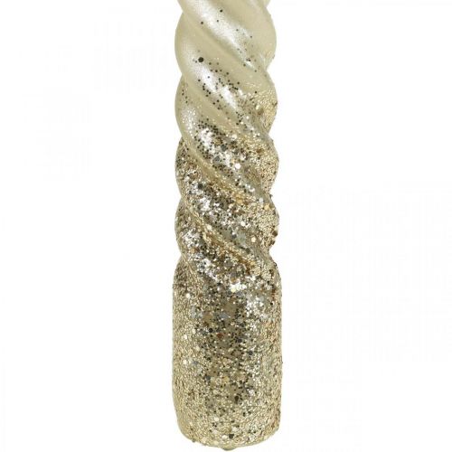Spitzkerzen Gedrehte Kerzen Spiralkerzen Creme 24cm 2St