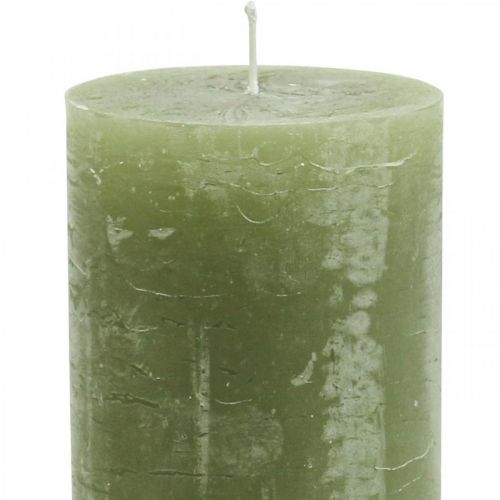 Floristik21 Durchgefärbte Kerzen Olivgrün Stumpenkerzen 70×120mm 4St