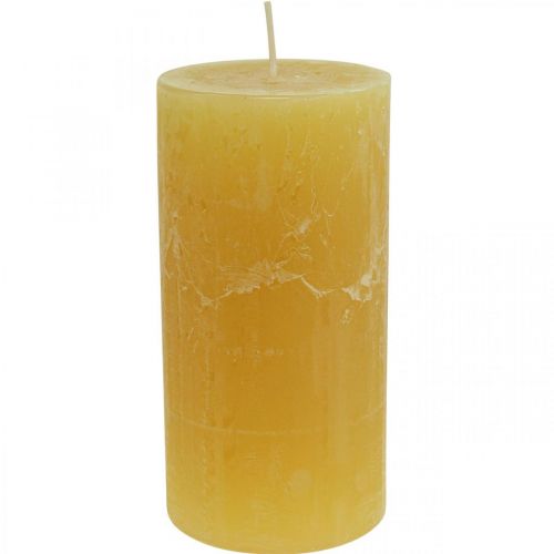 Stumpenkerzen Rustic Durchgefärbte Kerzen Gelb 70/140mm 4St