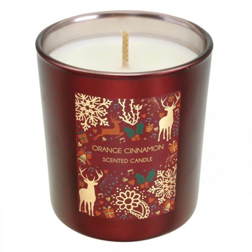 Duftkerze Weihnachten Orange, Zimt Kerzenglas Rot Ø7/ H8cm