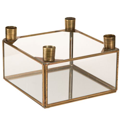 Floristik21 Kerzenhalter Advent Spiegel zum Befüllen Gold 15×15×10,5cm