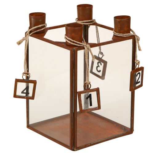 Kerzenhalter Advent Rostoptik Metall zum Befüllen 10x10x15,5cm für weihnachtliche Atmosphäre