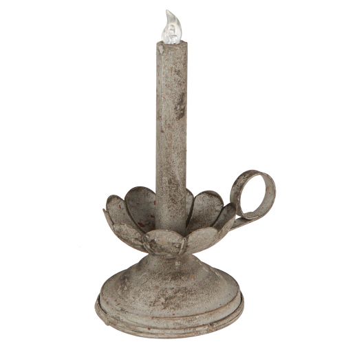 Floristik21 Kerzenhalter Antik mit LED Kerze Metall Warmweiß 22cm Deko-Element Beleuchtung Vintage