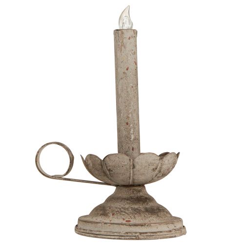 Floristik21 Kerzenhalter Antik mit LED Kerze Metall Warmweiß 22cm Deko-Element Beleuchtung Vintage