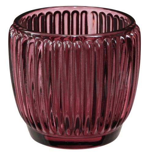 Artikel Glas Windlicht Berry, Retro Kerzenhalter Set Ø7cm H7cm, stimmungsvolle Tischdeko, 6er Pack