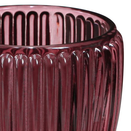 Artikel Glas Windlicht Berry, Retro Kerzenhalter Set Ø7cm H7cm, stimmungsvolle Tischdeko, 6er Pack