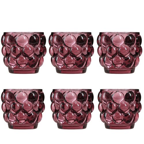 Artikel Glas Teelichthalter "Berry" mit Trauben-Dekor 7cm - 6er Set für Floristen und Deko-Profis