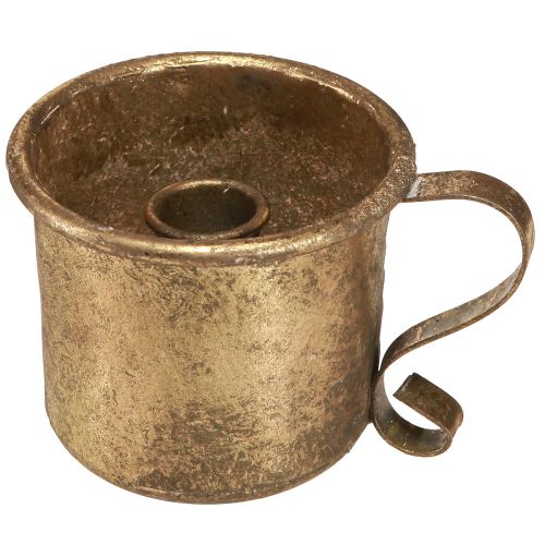 Floristik21 Goldener Vintage Becher-Kerzenhalter Ø9cm H8cm – Stilvolle Eleganz und Beleuchtung