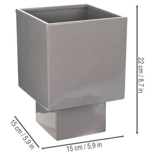 Pflanzgefäß Würfel Grau Metall